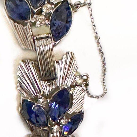 Crown Trafari  silvertone deep blue sapphire crystal bracelet - Picture 6 of 13